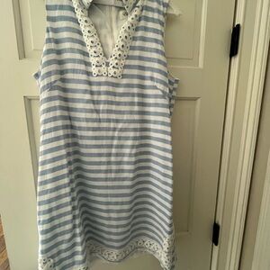 Eliza J Blue and White Striped Dress